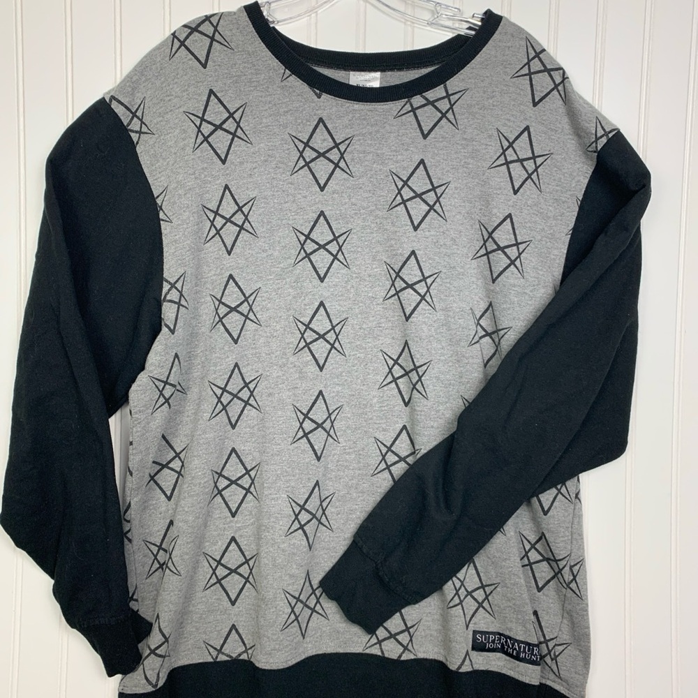 Supernatural Hot Topic Black and Gray Crewneck Sweater men of letters XL